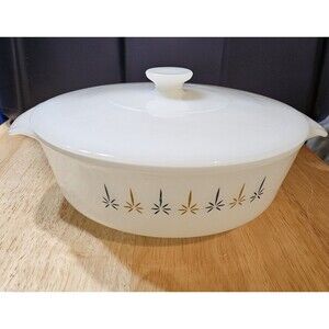 Anchor Hocking Fire King Candle Glow Casserole Dish 1.5 Qt Round MCM Vintage